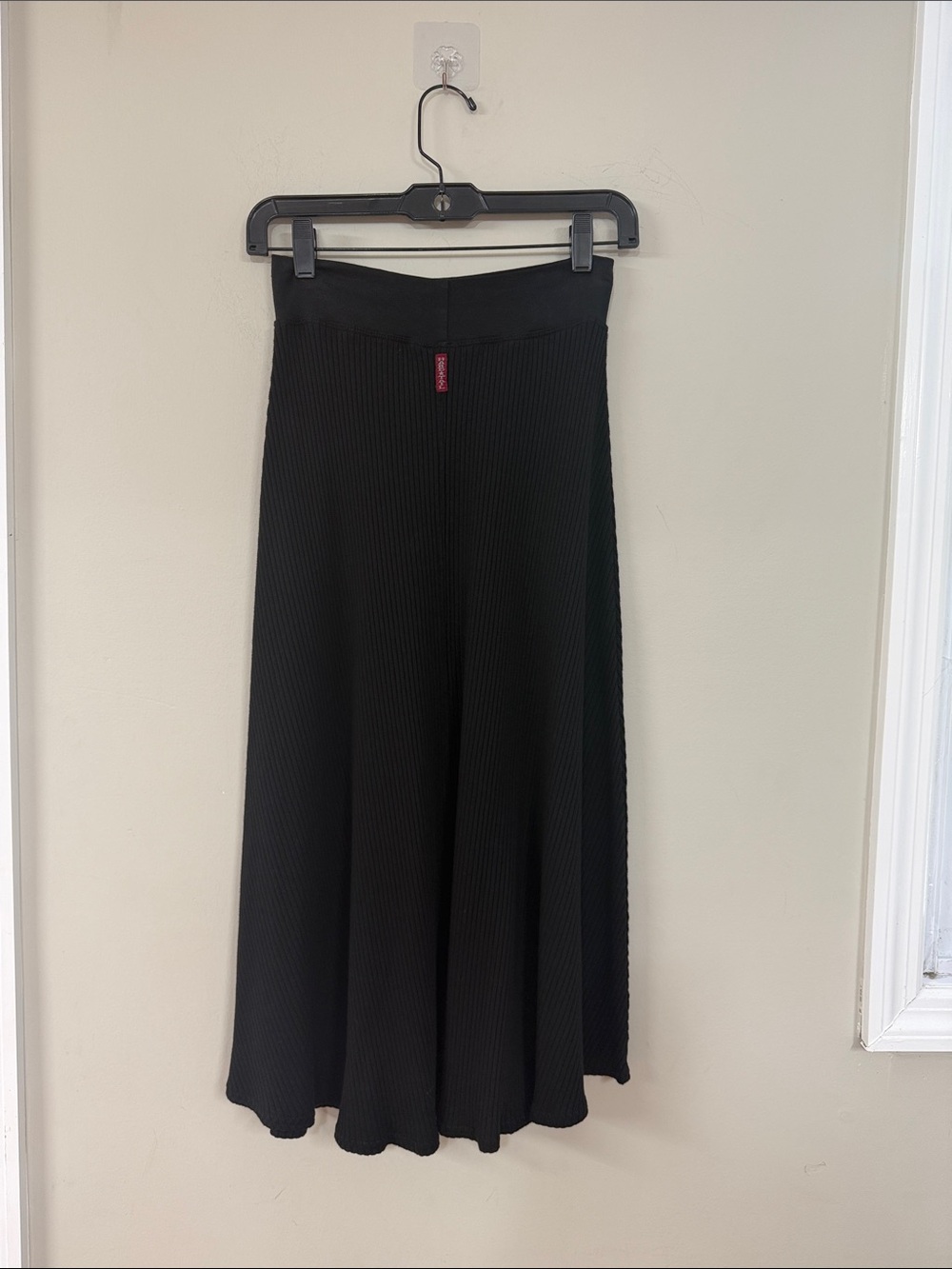 Hard Tail Black Ribbed A-Line Midi Skirt